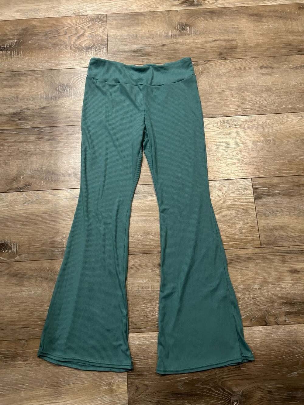 No Boundaries Ribbed Flare Leggings Green Size L 12-14